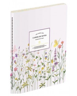 Caiet Victoria's Journals Florals - mov deschis, copertă laminată, liniate, 48 de foi, format B5
