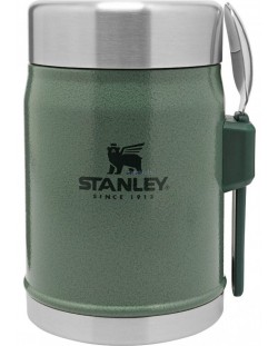 Borcan termic pentru mancare cu lingurita Stanley - The Legendary, Hammertone Green, 0.4 l