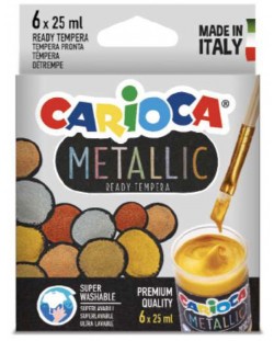 Tempera lichide Carioca - Temperello metallic, 6 culori