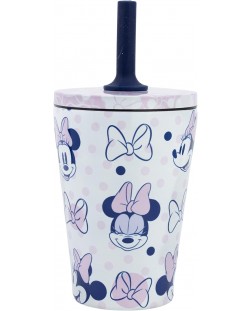 Pahar termic cu pai  Stor Minnie Mouse - Awesome Faces, 360 ml 