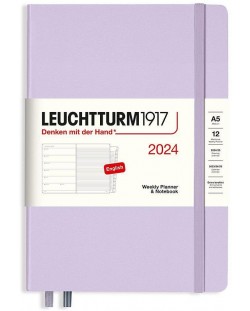 Leuchtturm1917 Planificator săptămânal și caiet de notițe - A5, mov, 2024