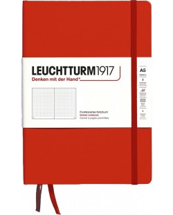 Caiet Leuchtturm1917 Natural Colors - A5, roșu, pagini cu puncte, copertă rigidă