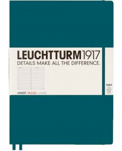 Agenda Leuchtturm1917 Master Slim - А4+, pagini liniate, Pacific Green