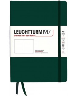 Caiet Leuchtturm1917 Natural Colors - A5, verde închis, pagini albe, copertă rigidă
