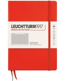 Caiet Leuchtturm1917 New Colours - A5, pagini cu pătrățele, Lobster, coperte rigide