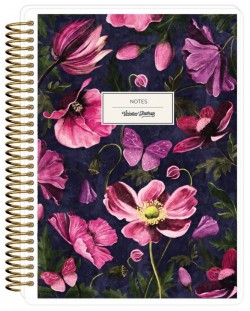 Caiet Victoria's Journals Florals - Flori, cu spirală, cu puncte, 80 de foi, format A5