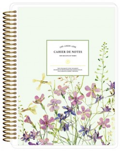 Caiet Victoria's Journals Florals - Verde deschis, cu spirală, liniate, 80 de foi, format A5