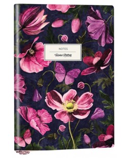 Caiet Victoria's Journals Florals - Flori, copertă plastică, cu puncte, 96 de foi, format A5