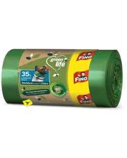 Saci de gunoi Fino - Green Life Easy pack, 35 L, 22 buc, verde
