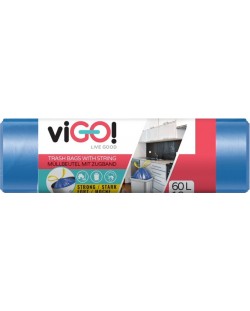 Saci de gunoi cu legături viGO! - Standard, 60 l, 10 buc, albastru