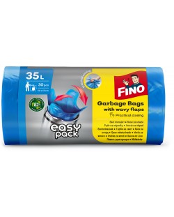 Saci de gunoi Fino - Easy pack, 35 L, 30 buc, albastre