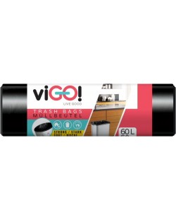 Saci de gunoi Saci de gunoi viGO! - Standard, 60 l, 50 buc, negru