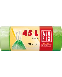 Saci de gunoi cu legături ALUFIX - 45 l, 20 buc., verzi