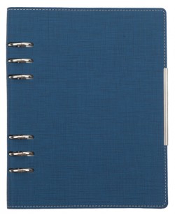 Caiet-agenda din piele Trend A5 - Albastru inchis, cu inele si mecanism