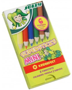 Creioane colorate Jolly Kinderfest - scurte, 6 culori