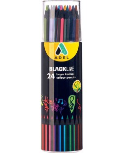 Creioane colorate Adel BlackLine - În tub, 24 culori