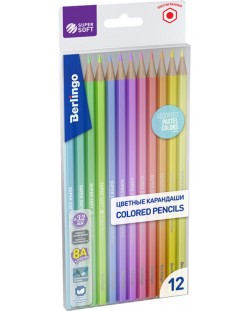 Creioane colorate Berlingo SuperSoft - 12 culori pastel