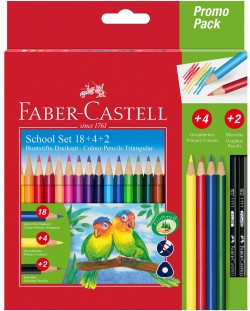 Faber-Castell Creioane colorate triunghiulare - Triunghiulare, 24 bucati