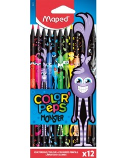 Creioane colorate Maped Color Peps - Monster, 12 culori