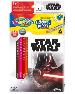Colorino Marvel Star Wars Creioane colorate triunghiulare 12 culori + 1 (cu ascutitoare)