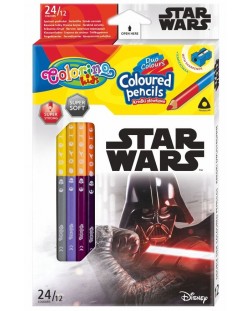 Colorino Marvel Star Wars Creioane colorate triunghiulare 12 buc./24 culori (cu ascutitoare)