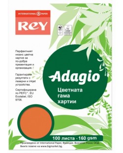 Carton colorat pentru copiator Rey Adagio - Orange, A4, 160 g/m2, 100 coli