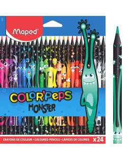 Creioane colorate Maped Color Peps - Monster, 24 culori