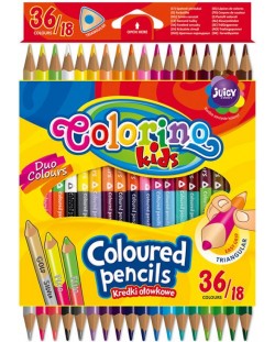 Creioane colorate cu doua capete Colorino Kids - 18 buc