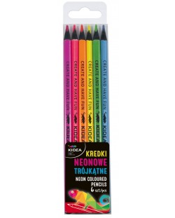 Creioane colorate in culori neon Kidea - 6 culori