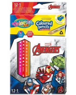 Colorino Marvel Avengers Creioane colorate triunghiulare 12 culori + 1 (cu ascutitoare)