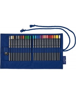Creioane colorate Faber-Castell Goldfaber - 27 culori, într-un suport roll-up