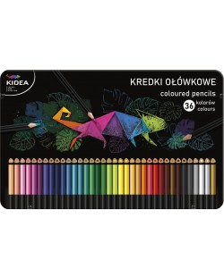 Creioane colorate Kidea - 36 culori, in cutie metalica