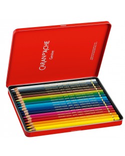 Creioane de culoare Caran d'Ache Pablo – 18 culori, cutie metalica