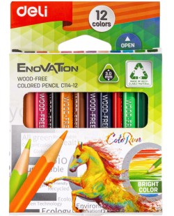 Creioane colorate Deli Enovation - EC114-12, Mini size, 12 culori
