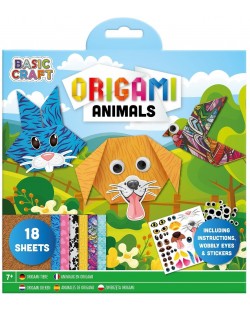 Kit creativ origami Grafix -Animale, cu autocolante, 18 de coli