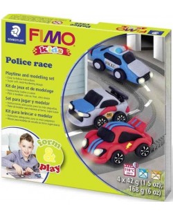 Set creativ Staedtler Fimo Kids - Fa-ti, singur figurina din lut - Police Race