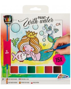 Kit creativ de pictură în apă Grafix Colouring - Sirenă, с 15 de coliи și perie