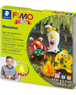 Kit lut Staedtler Fimo - Kids, 4 x 42g, Monster