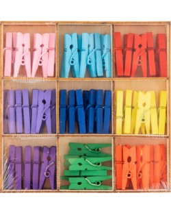 Set creativ Grafix Craft Sensations -mini agrafe din lemn, galben, albastru, 54 buc