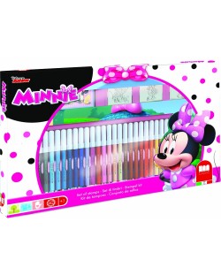 Set creativ Multiprint - Minnie Mouse, 3 ștampile și 36 de pixuri