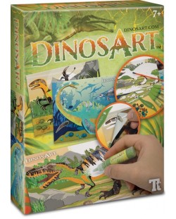 Set creativ DinosArt - Sand și Foil Art, dinozauri