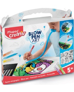 Set creativ Maped Creativ - Blow Pen Art, 14 piese