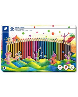 Creioane colorate Staedtler Noris Colour 185 - 36 de culori, in cutie metalica