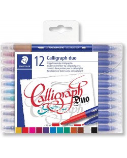 Markere caligrafice Staedtler Desaign Journey - 12 culori, cu 2 varfuri