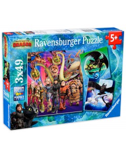 Puzzle Ravensburger din 3 de cate 49 piese - Cum sa iti dresezi dragonul