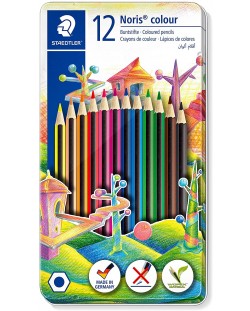 Creioane colorate Staedtler Noris Colour 185 - 12 culori, in cutie metalica