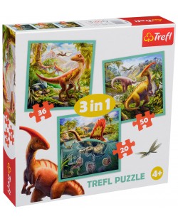 Puzzle Trefl 3 in 1 - Lumea dinozaurilor