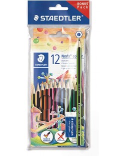 Creioane colorate Staedtler Noris Colour 185 - 12 culori, cu creion cu grafit si radiera