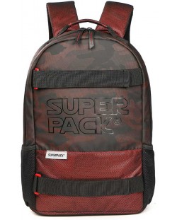 Rucsac școlar S. Cool Super Pack - Camuflaj roșu, cu 1 compartiment	
