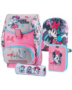 Set școlar Play Play Minnie Mouse - Ghiozdan, două penare și sac de sport